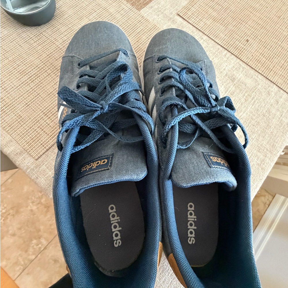 adidas Navy Blue Low-Top Canvas Sneakers with White Logo